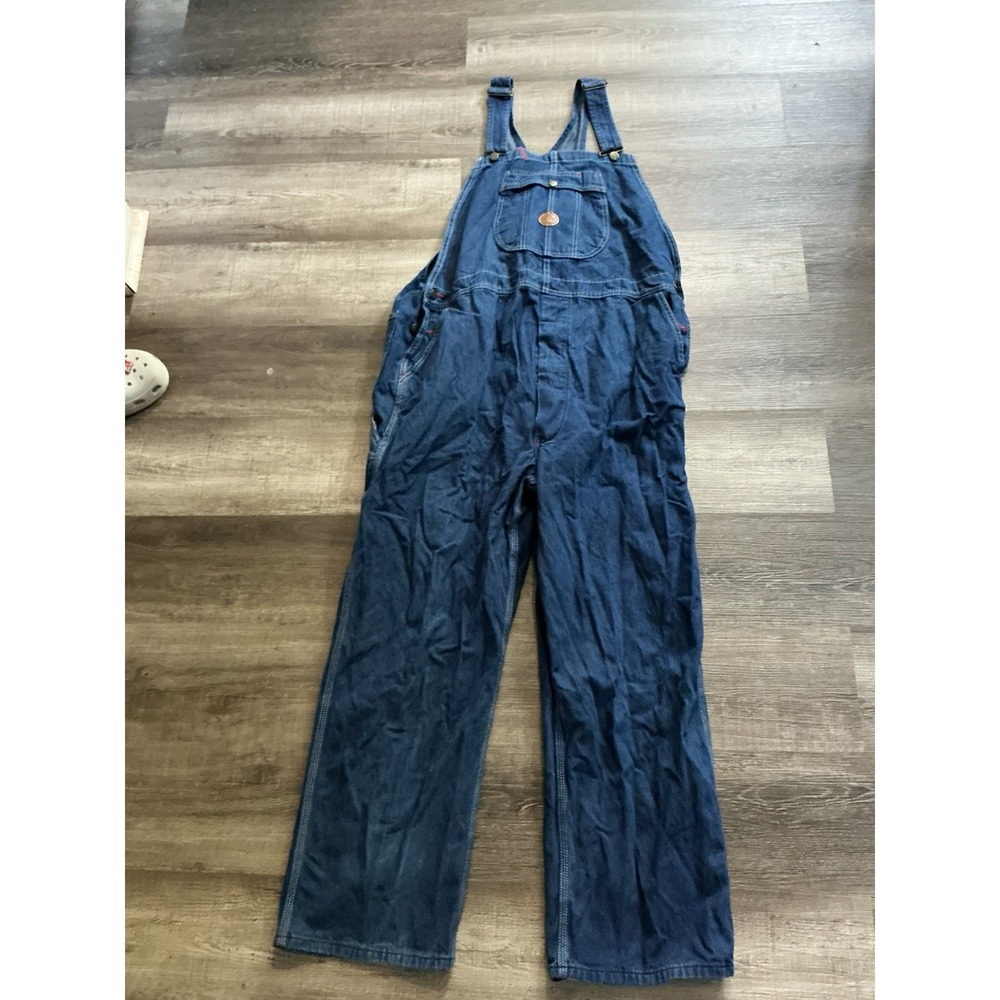VTG Big Ben Bib Overall Men 46x30 Blue Dark Wash Outdoor Farmer Workwear USA 90s